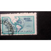Бразилия 1966  карта америки. Авиапочта   \236фк\