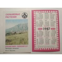 Карманный календарик. Красная книга Узбекской ССР .1987 год