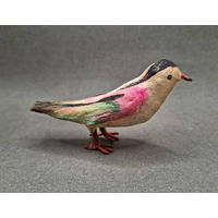 Старинная елочная игрушка птица, вата / папье-маше СССР