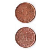 5 пенни Финляндия 1972 года