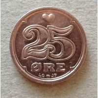 Дания 25 эре 1991 год,  KM# 868, ю