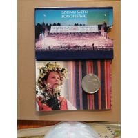 Латвия 2 Республика, 1 лат 2008 г., "Песенный фестиваль",  KM# 93