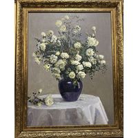 Бржозовский Г.Ф "Белые розы", 1975г. Холст, масло. Размер 80х60 см.