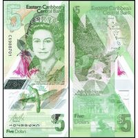 Восточные Карибы 5 долларов образца 2021 года UNC pw56 серия DA