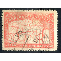 Венесуэла - 1896г. - карта, 50 с - 1 марка - гашёная [Mi 51]. #4-W1-129-A-2