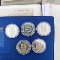 25 рублей Шпицберген, набор из 5 монет.