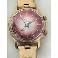 Часы БУДИЛЬНИК..CORNAVIN позолоченные (Au20) СССР. (НА ХОДУ) С  ПОЗОЛОЧЕННЫМ БРАСЛЕТОМ..