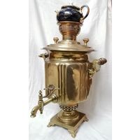 Самовар с чайником и медалями, форма фонарь, примерно 1896-1907г.