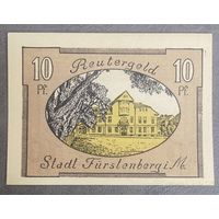 Банкнота 10 пфеннигов 1922 год. ФЮРСТЕНБЕРГ. Веймарская республика
