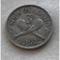Новая Зеландия 3 пенса 1952 Георг VI - последний год правления!
