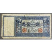 Банкнота 100 марок 1910 год. Красная печать. Германская империя.