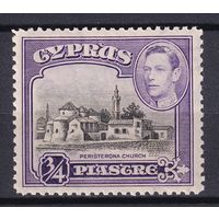 100.BrK. Великобритания. Колонии. Кипр. Георг VI. Архитектура и пейзажи. 1951 г. 3/4P. Mi.#139A.