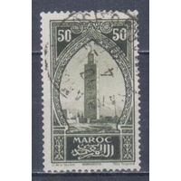 [1521] Французские колонии. Марокко 1923. Культура.Архитектура.Минарет. Гашеная марка.