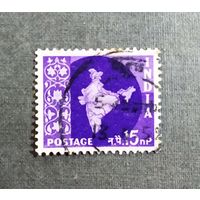 Марка Индия 1957 год Карта