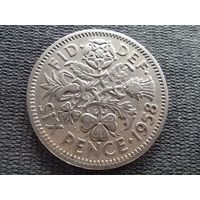 Великобритания, 6 пенсов 1958, KM# 903