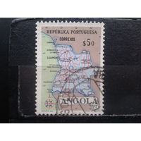 Ангола, колония Португалии, 1955. Карта Анголы