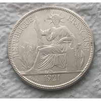 Французский Индокитай 1 пиастр 1921 с блеском