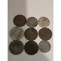 Польские монеты билон 9 шт на опыты