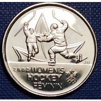 Канада 25 центов 2009 г. Победа женской сборной по хоккею на олимпиаде 2002 г.