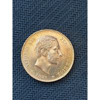 25 песет 1881 год, Испания.