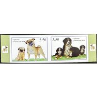 Таджикистан 2018 .Фауна. Собаки. Сцепка из 2 марок беззубцовая