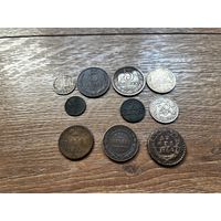 С РУБЛЯ СБОРНЫЙ ЛОТ МОНЕТ! РИ, СССР, ПОЛЬША, ФИНЛЯНДИЯ! Деньга 1744, копейка 1855, 2 копейки 1914