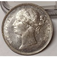 1 рупия 1840 британская Индия - UNC - блеск - королева Виктория! Сер. 19 века! Серебро!