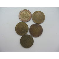 ФРГ 10 пфеннигов 1991 А. G . J . F . D