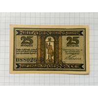 25 пфеннингов (нотгельды) 1921 г. Германия.