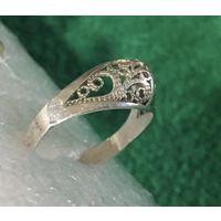 Кольцо серебряное СССР редкое скань филигрань р 20-21 звезда 925