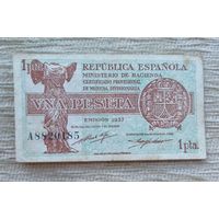 Werty71 Испания 1 песета 1937 банкнота