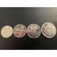 Узбекистан НАБОР 4 монеты 50 100 200 500 сум 2018 год UNC