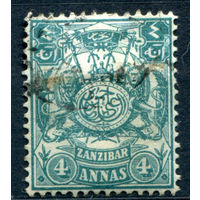 Британские колонии - Султанат Занзибар - 1904г. - герб, 4 А - 1 марка - гашёная [Mi 78]. #4-B5-122-A-1