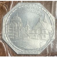 Германия Нюрнберг нотгельд 20 пфеннигов 1919 год Церкви Святой Елизаветы и Святого Иакова. трамвайный жетон