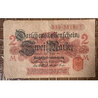 Банкнота 2 марки 1914 год. Германская империя.