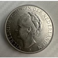 Нидерланды 2,5 гульдена Вильгельмина, 1938г