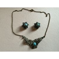 Колье и клипсы Антиквариат Пекинское стекло Чехия