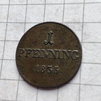 1 пфеннинг 1835 года Королевство Бавария, Людвиг 1