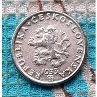 Чехословакия 20 геллер 1933 года. Редкий год! + смещение, брак!