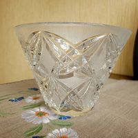 Ваза для фруктов "Кружево", хрусталь, алмазная грань, Дятьковский ХЗ.
