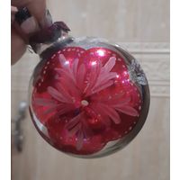 Игрушка ёлочная Шар снежный Цветок, стекло. СССР