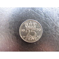 Нидерланды.25 центов, 1979. С 20 копеек. Распродажа коллекции. Смотрите другие лоты.