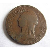 5 сантим LA`N8  1799 Франция первая республика Париж