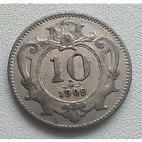 Австрия 10 геллеров, 1909 7-10-3