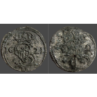 ВКЛ/ Litva/ Польша, двуденарий 1621 г., степень редкости R, 2 Denar (м.д. Вильня/ Vilna), Obverse: 16 S 21 II, Kopicki 3411