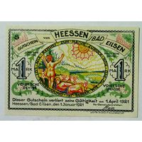 РАСПРОДАЖА!!! - ГЕРМАНИЯ Комунна ХЕСЕН (Нижняя САКСОНИЯ) 1 марка 1921 год - UNC!