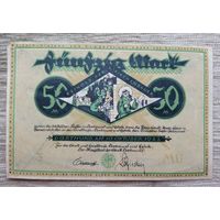 Werty71 Германия 50 марок 1918 аUNC банкнота Гроссгельд Дортмунд зелёная
