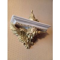 - 2 шт КОНСОЛЬ-АНГЕЛ 30х19х10 и 2 шт НАВЕРШИЕ КОЛОКОЛЬЧИК 11х11 см гипс позолота