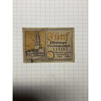 5 пфеннигов (нотгельды) г. Германия - 1312