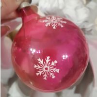 Игрушка ёлочная Шар розовый Снег, стекло. СССР